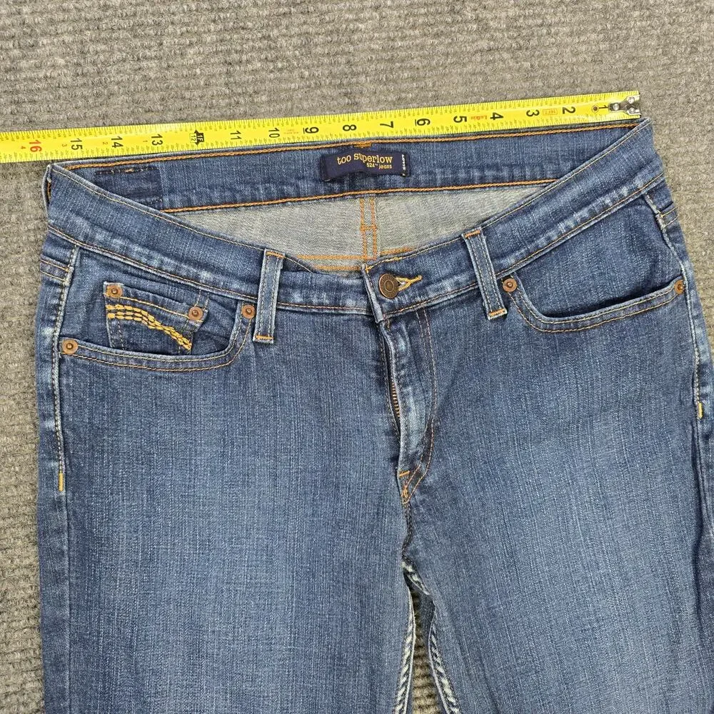 Levi's 524 Too Superlow Jeans Womens 14M 31x31 Blue Bootcut Low Rise Stretch Y2K - Picture 6 of 7